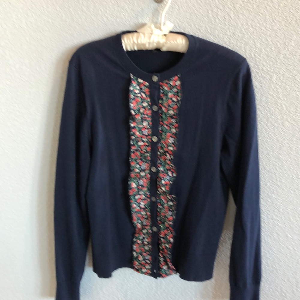 J Crew cardigan with Liberty trim